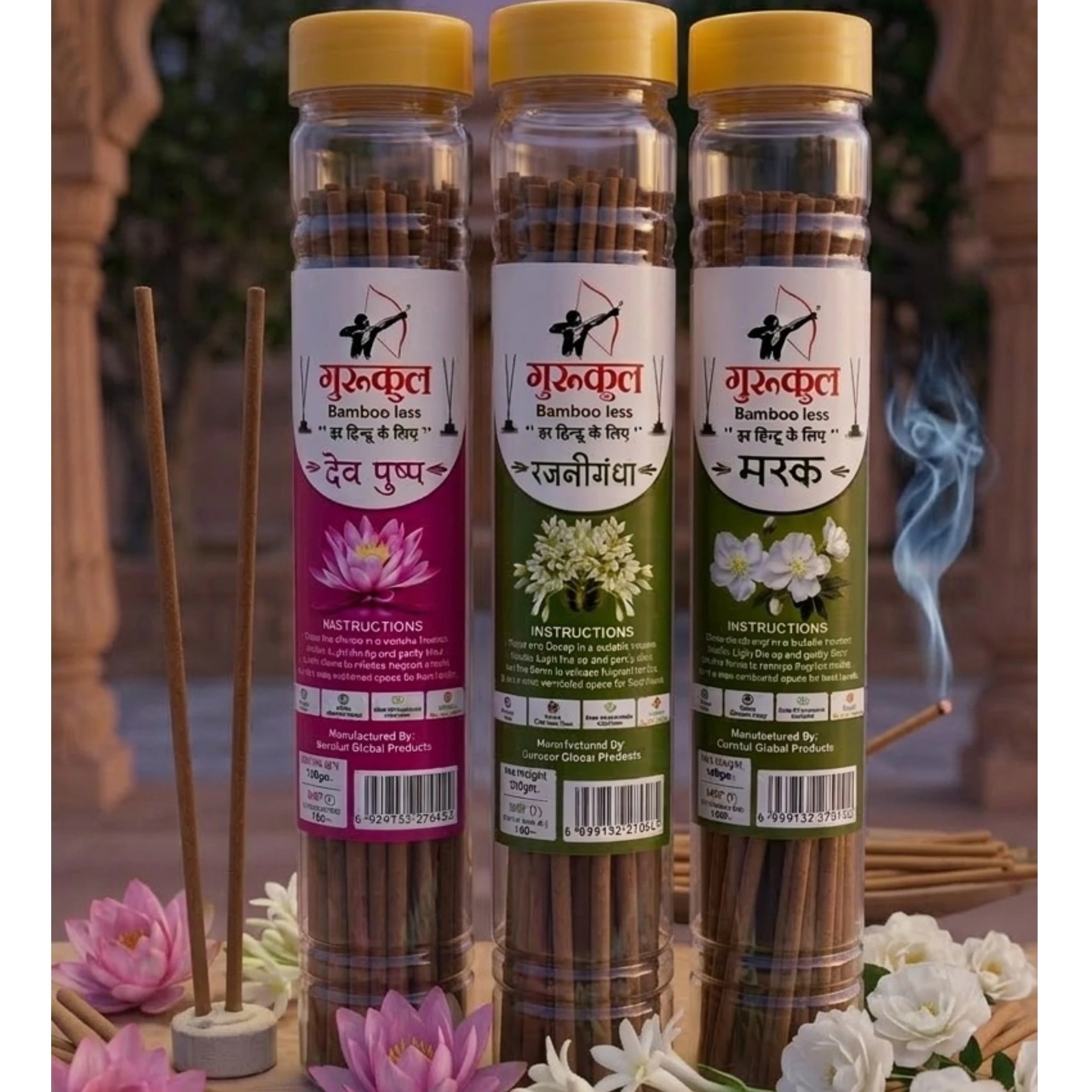 Bambooless Agarbatti Pack of 3 (Dev Pushp, Musk & Rajnigandha)