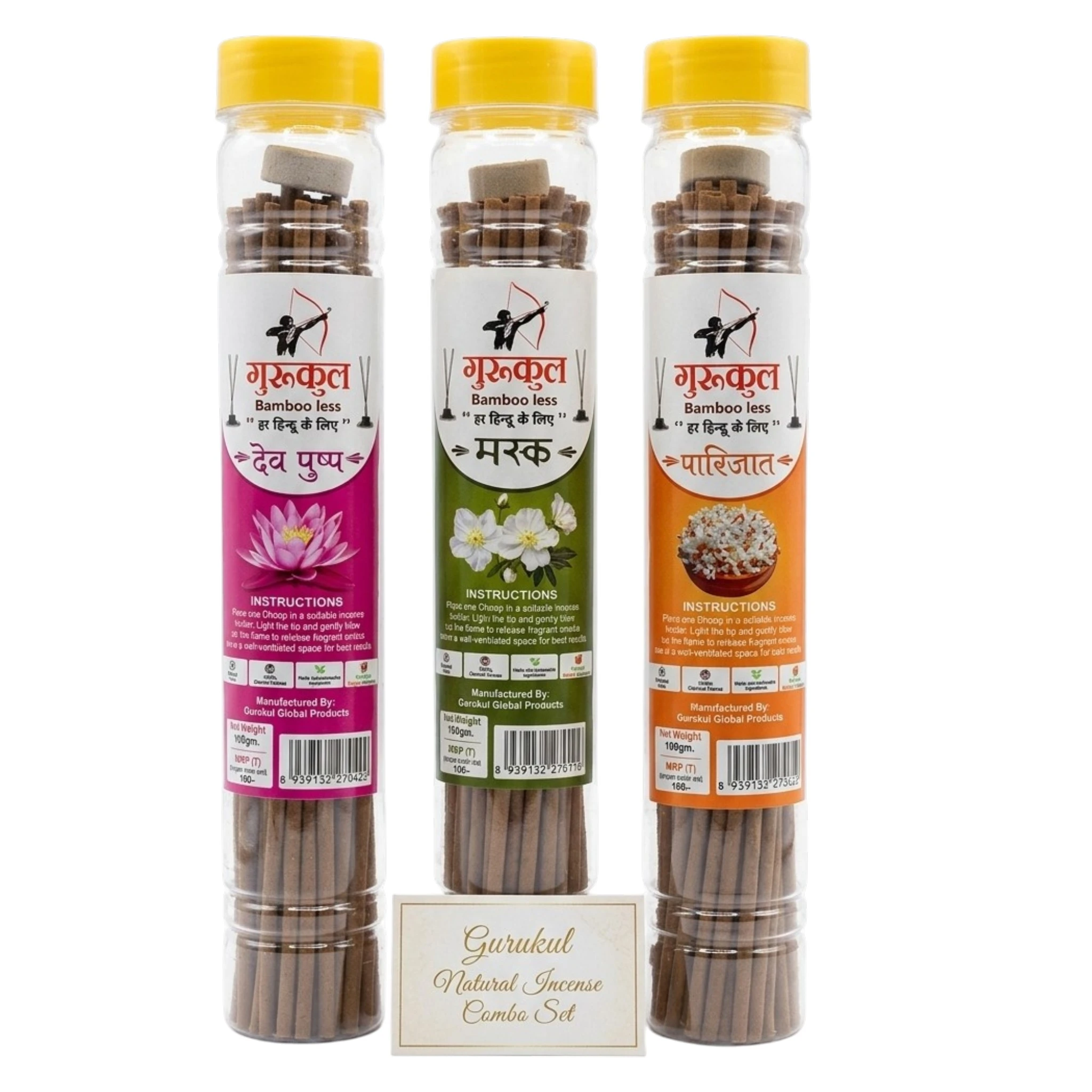Bambooless Agarbatti Pack of 3 (Dev Pushp, Musk & Parijat)