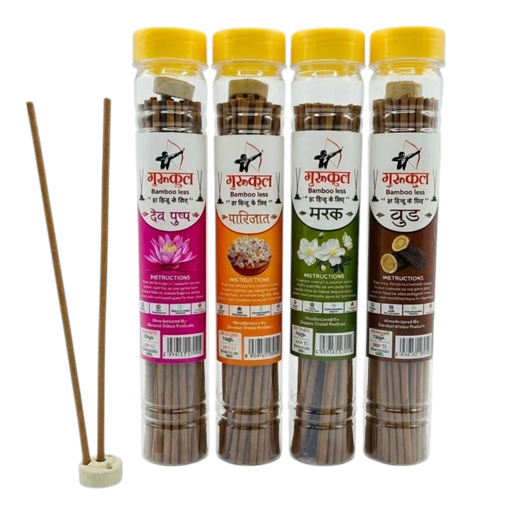 Bambooless Agarbatti Pack of 4 (Dev Pushp, Parijat, Musk,Wood)